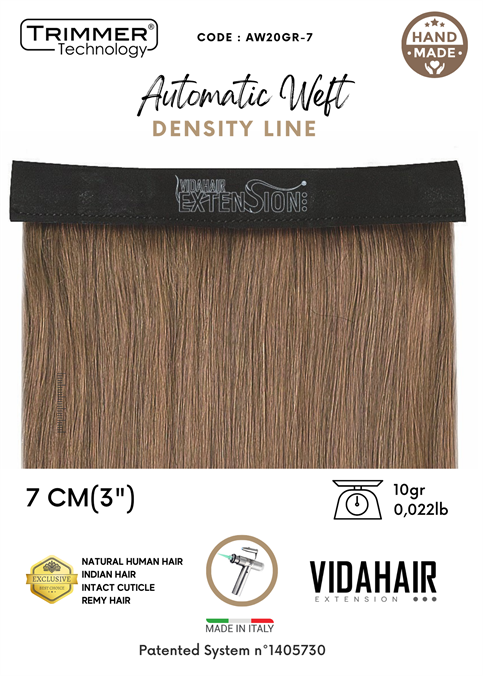 AUTOMATIC WEFT IN NATURAL HAIR REMY STRAIGHT 10GR 7CM