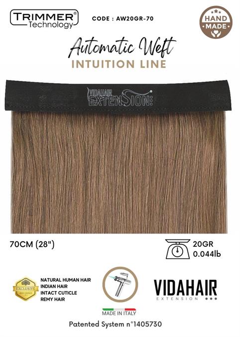 AUTOMATIC WEFT IN NATURAL HAIR REMY STRAIGHT 20GR 70CM
