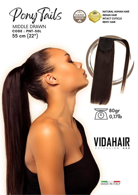 PONY TAIL IN NATURAL HAIR REMY WAVY 55CM 80GR