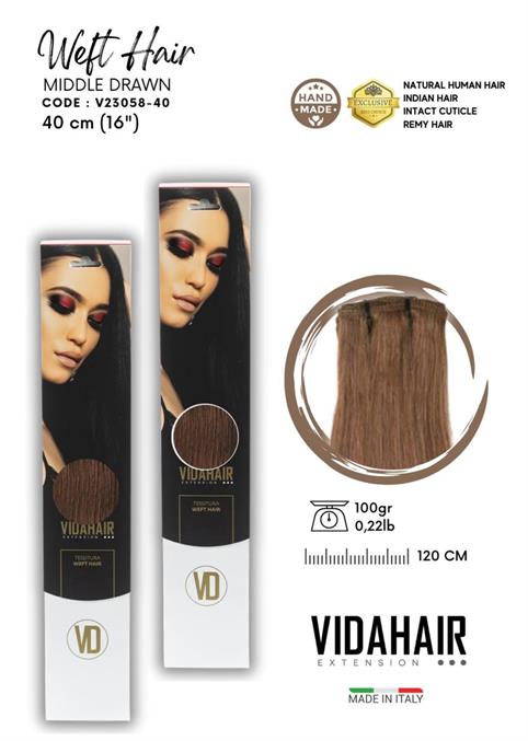 WEFT EXTENSION IN NATURAL HAIR REMY WAVY 40CM 100GR