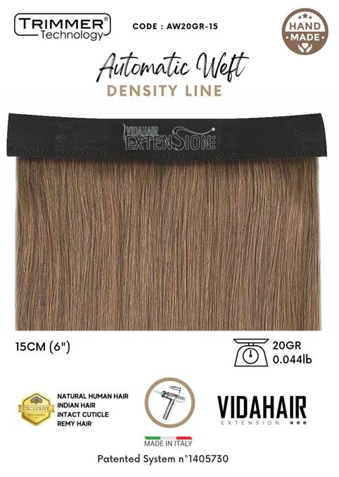 AUTOMATIC WEFT IN NATURAL HAIR REMY CURLY 20GR 15CM